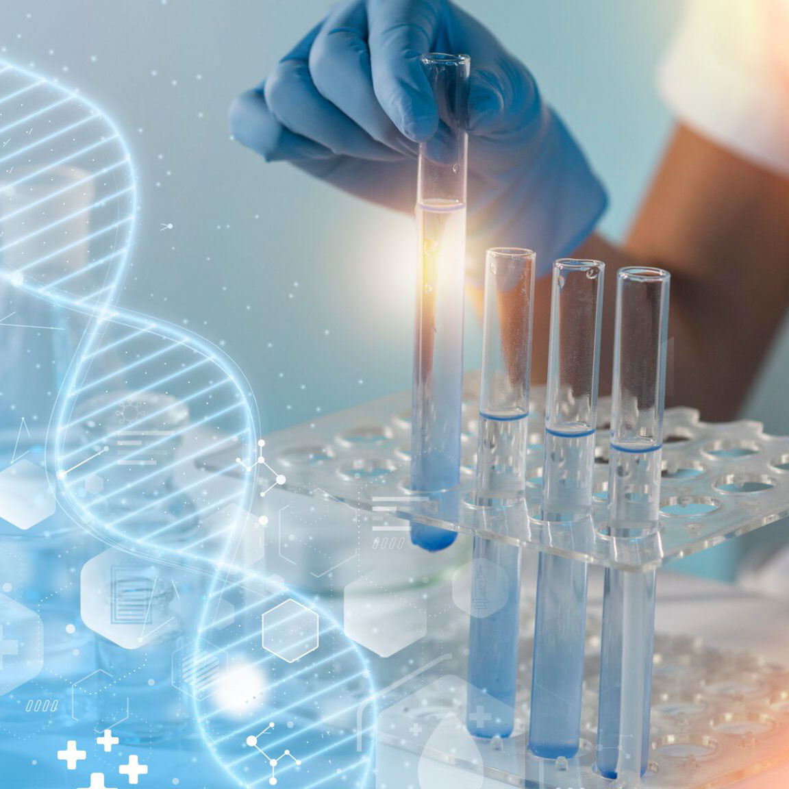 a woman holding a test tube